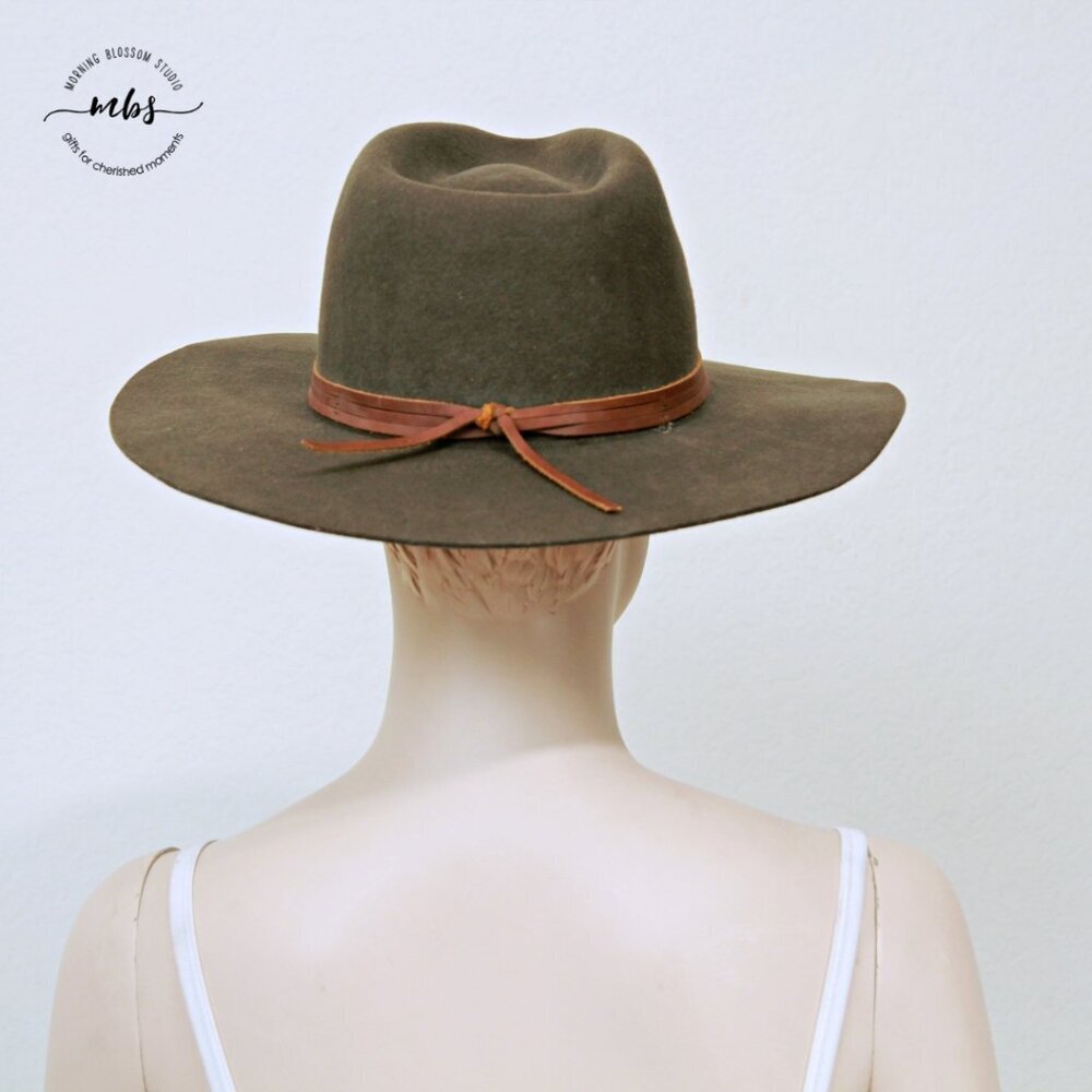 Brixton Jo Felted Wool Wide Brim Western Rancher Hat Green Brown Women L - Picture 6 of 11